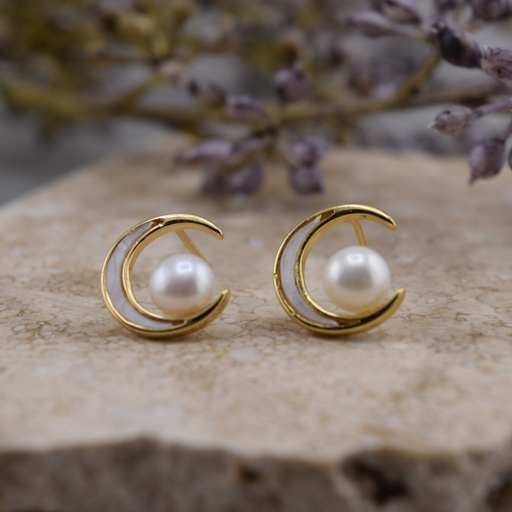 Crescent Pearl Earrings