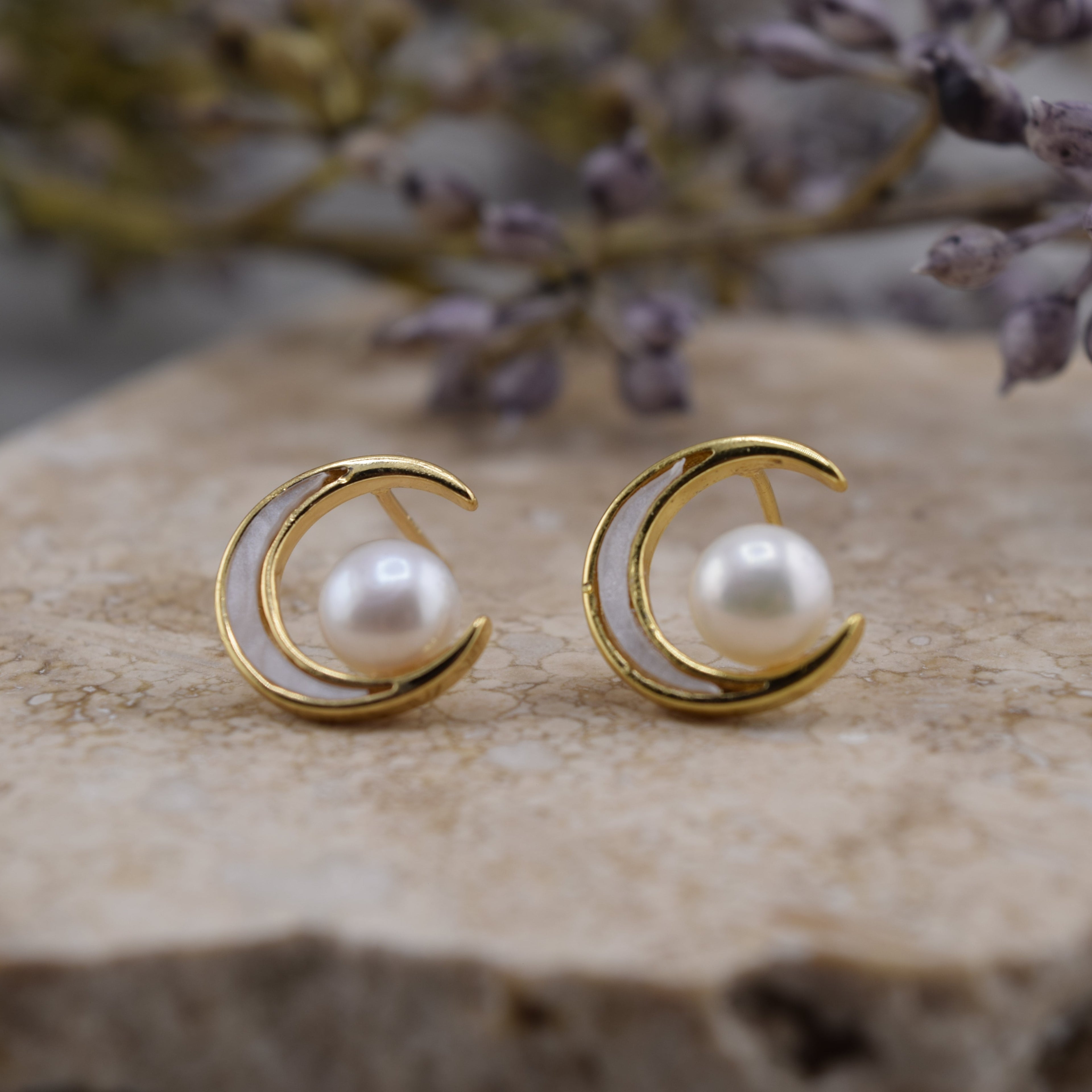 Crescent Pearl Earrings