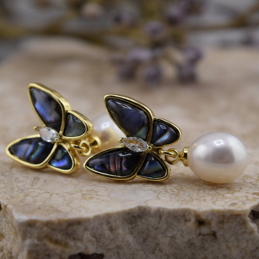 Abalone Butterfly Earrings
