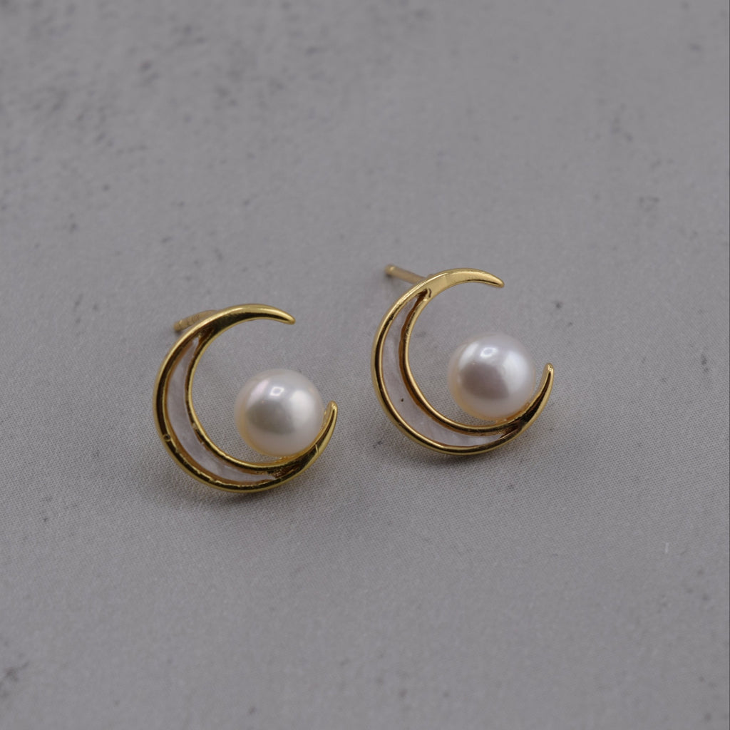 Crescent Pearl Earrings