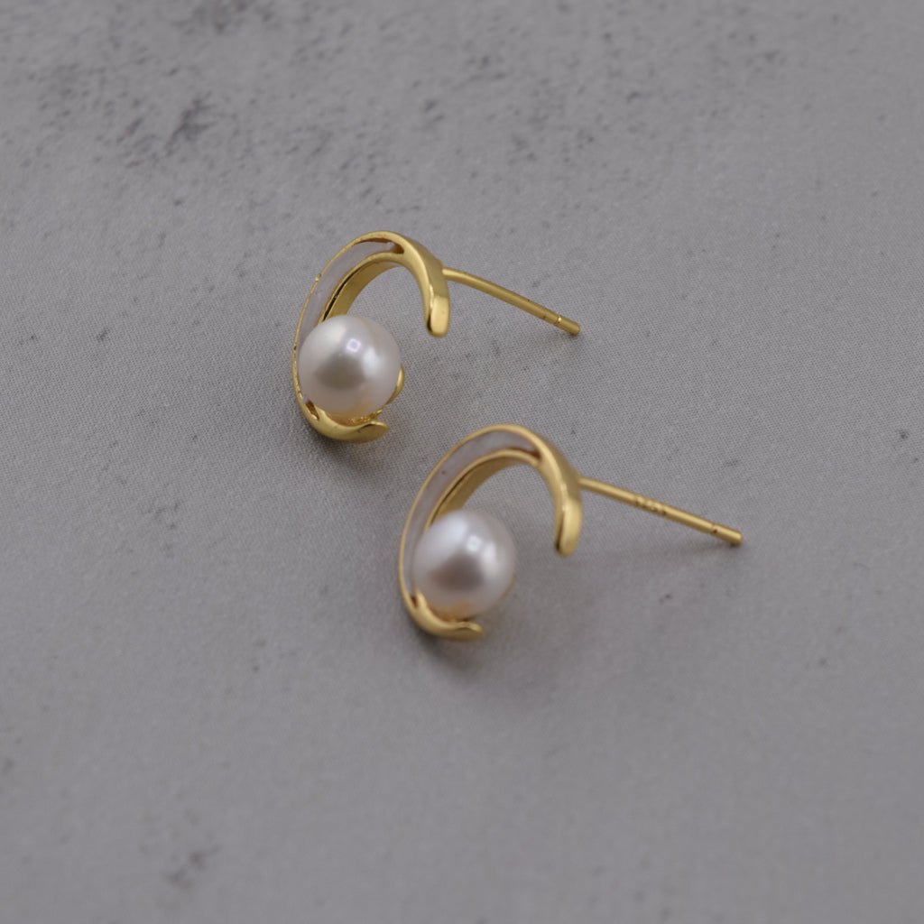 Crescent Pearl Earrings