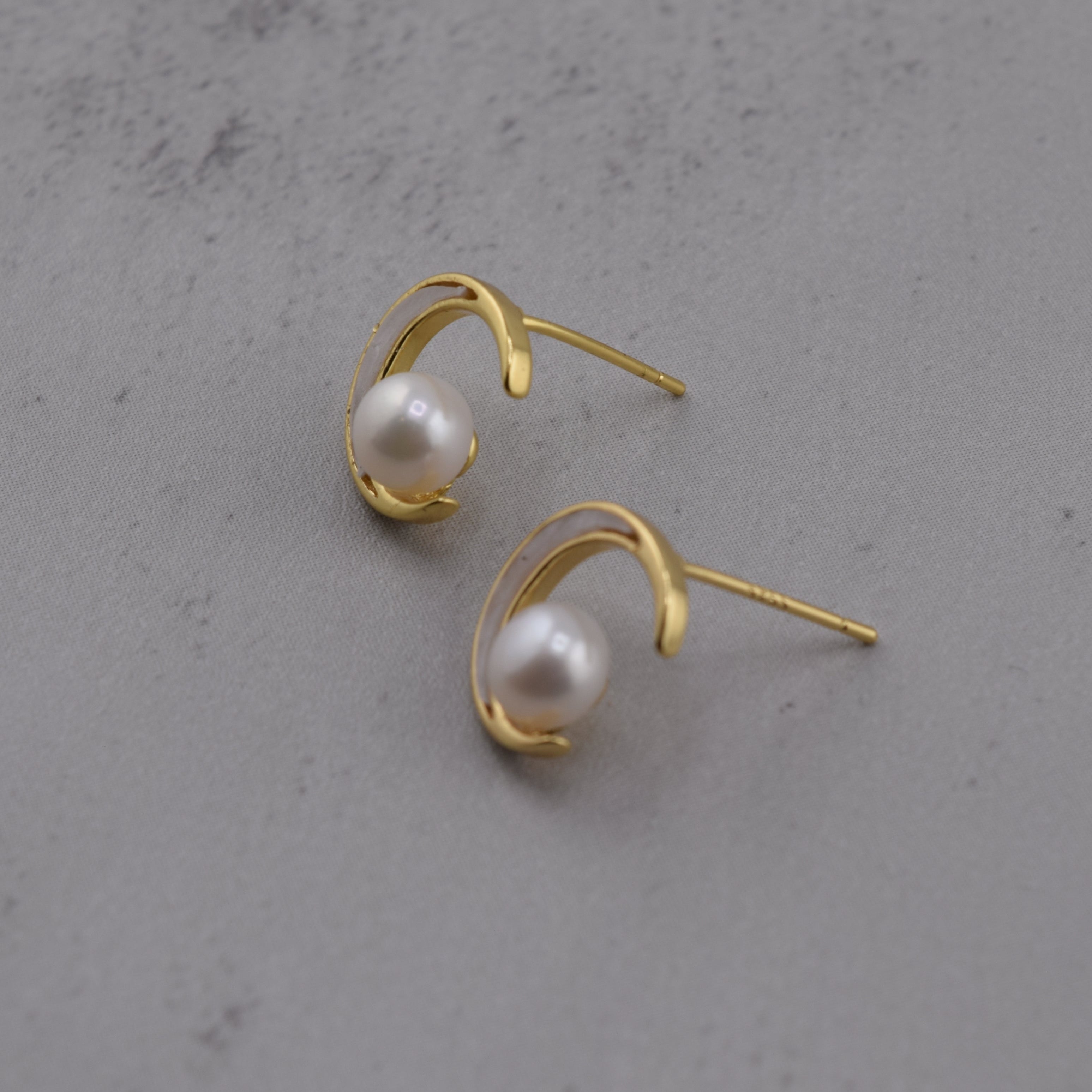 Crescent Pearl Earrings