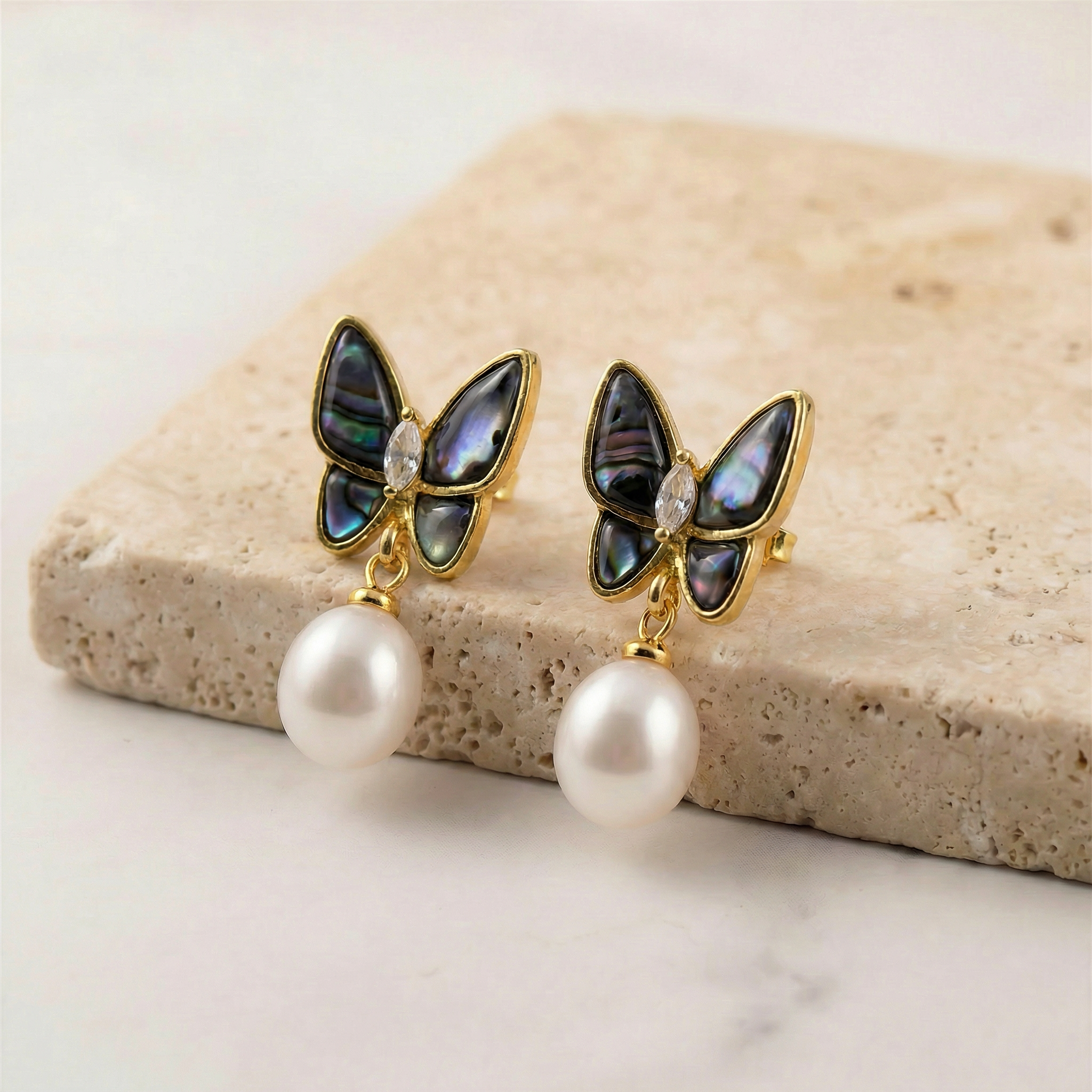 Abalone Butterfly Earrings