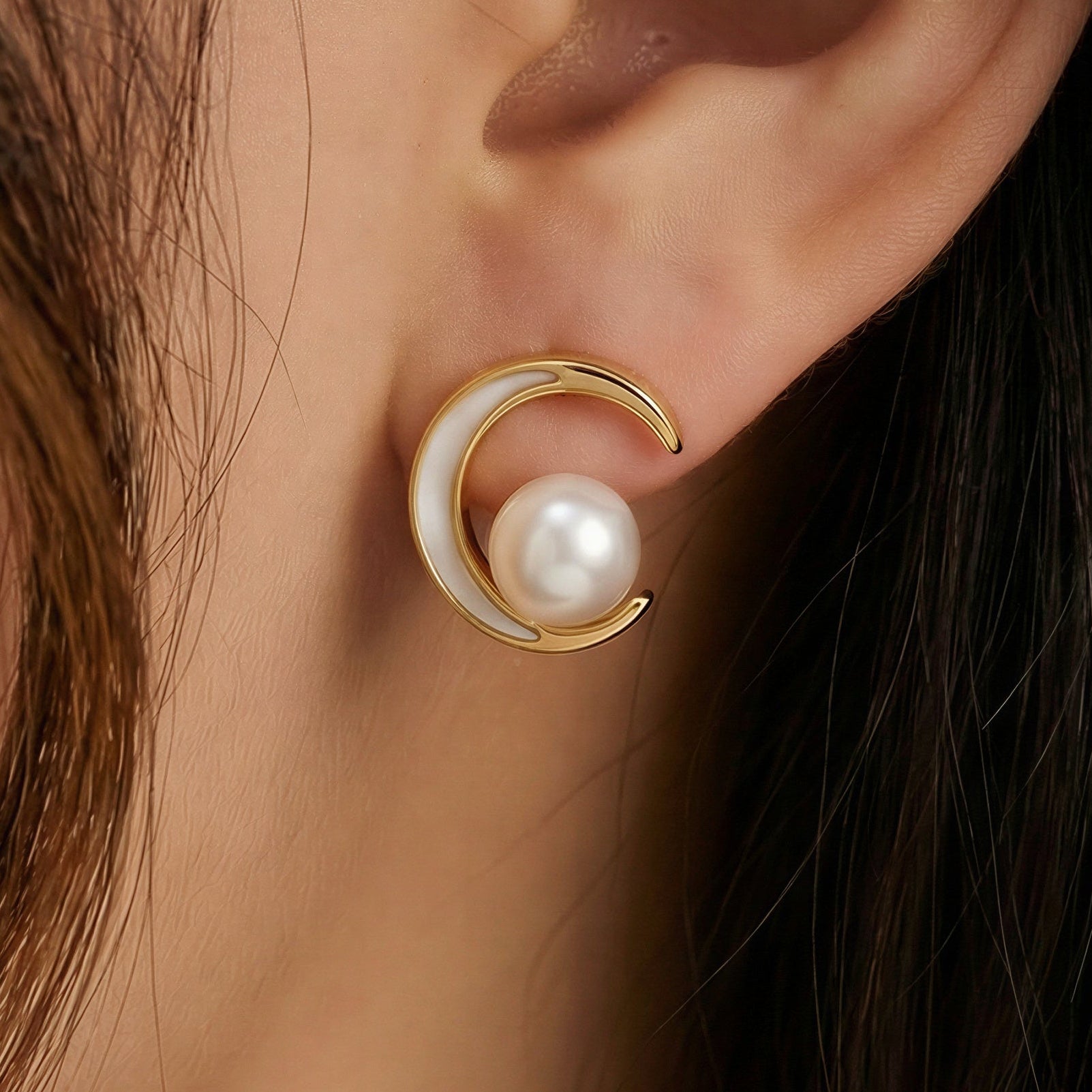 Crescent Pearl Earrings